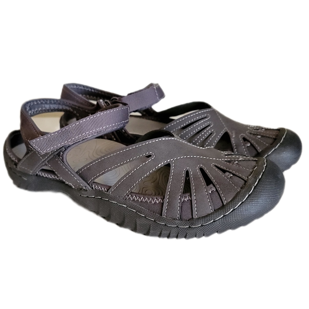 JSport by Jambu JBU Women's Poppy Walking Hiking Sandals 7.5 Grey Hook & Loop
